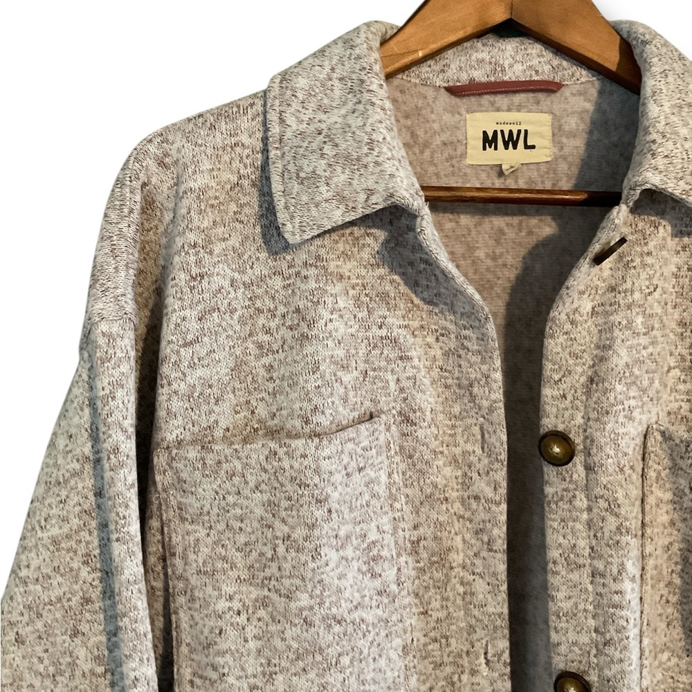 Madewell Heathered Light Gray Wool-Blend Button Jacket - Picture 7 of 8